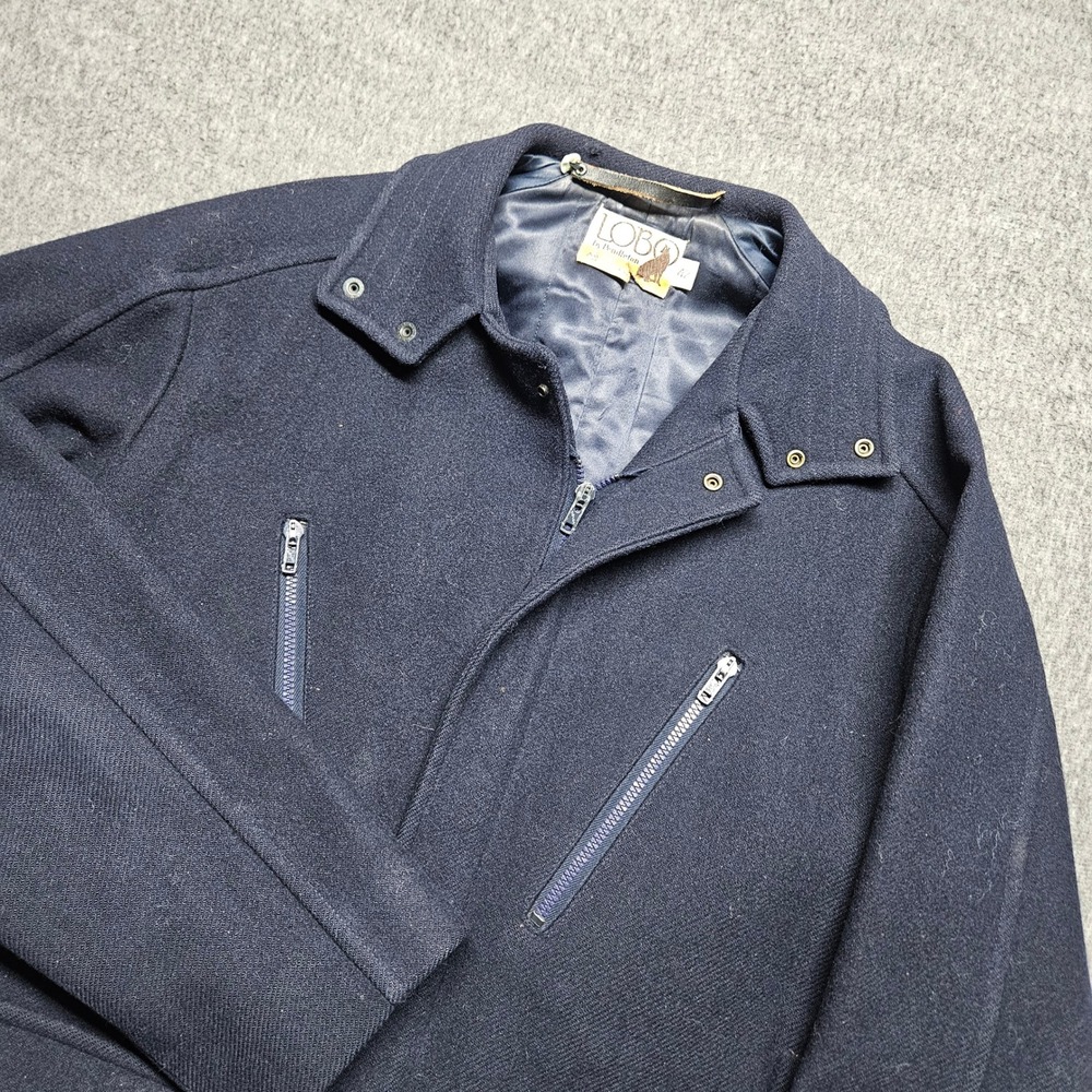 Lobo by Pendleton Wool Jacket Mens 42 Navy Blue Vintage Zip Utility Coat